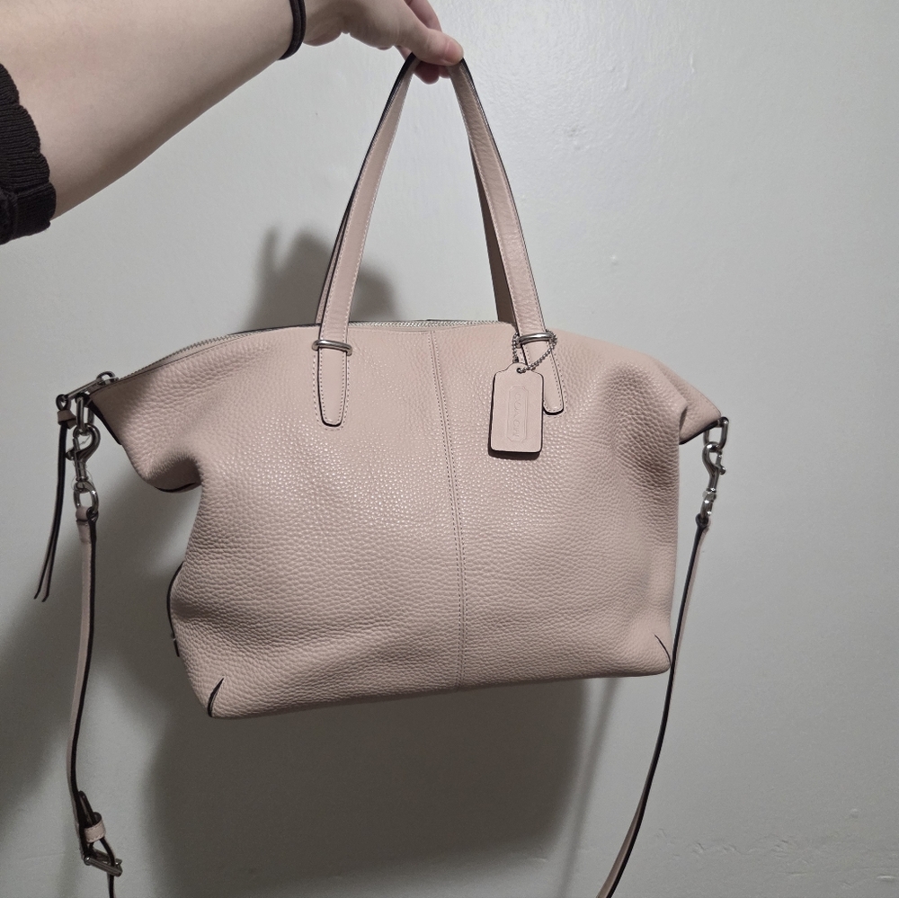 #1 Coach Blush Pink Pebbled Leather Crossbody/Top Handle Bag